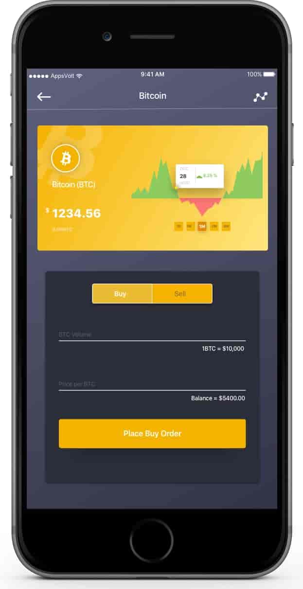 Cryptocurrency Trading iOS and Android Application-iPhone-place-an-order
