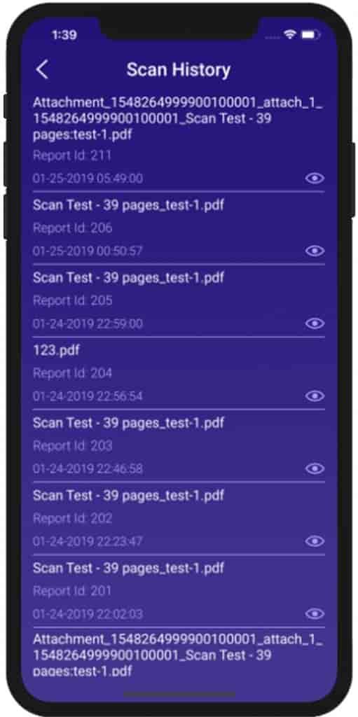 Keyword Scanning iOS Application with OCR-iPhone-scan-history